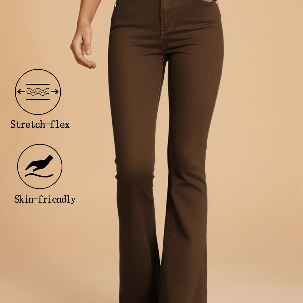 Coffee Brown butt-lifting flared Trousers