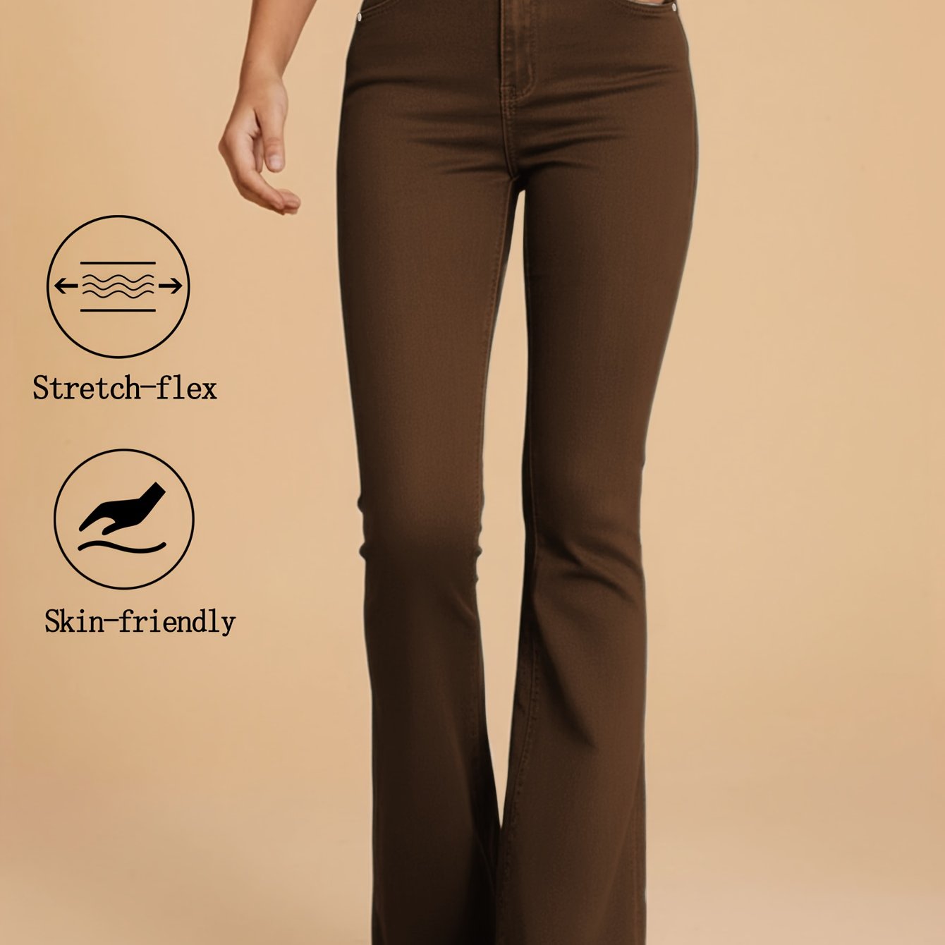 Coffee Brown butt-lifting flared Trousers