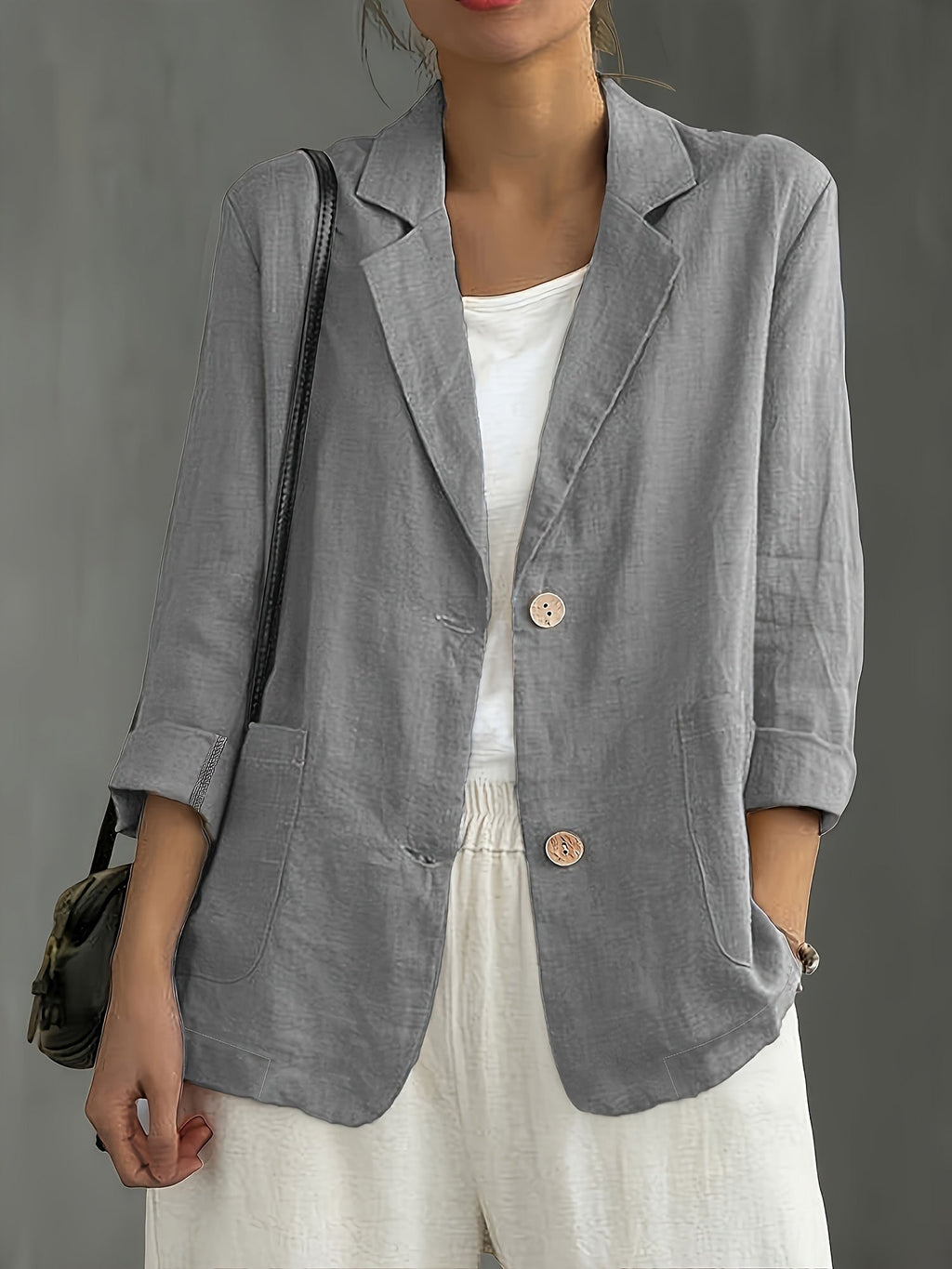 Classic Linen Blazer with Patch Pockets