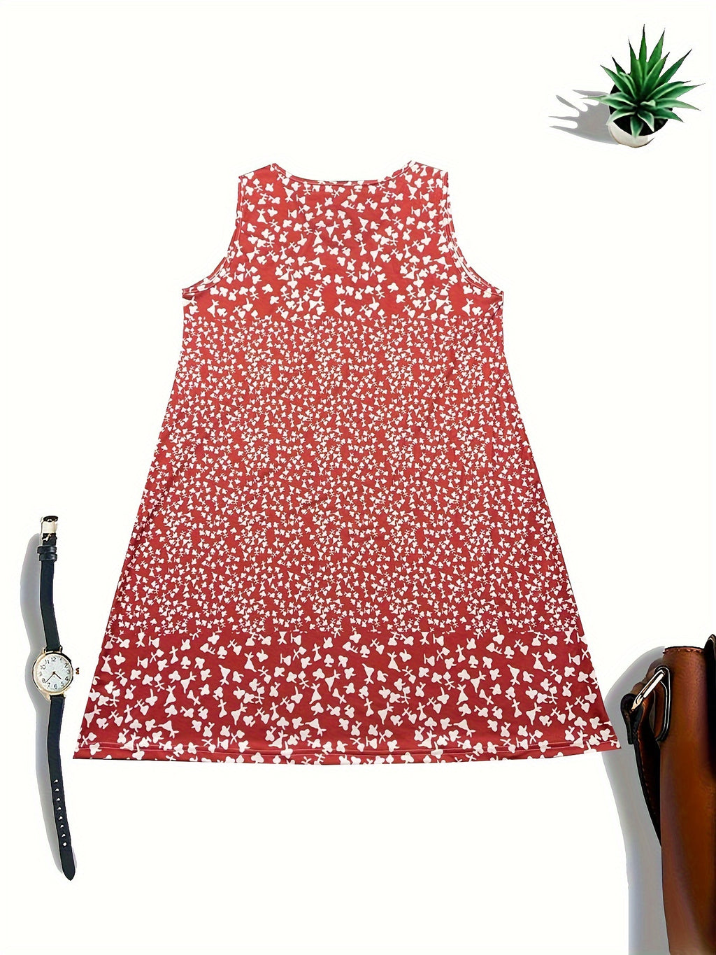 Directional print V-neck sleeveless summer midi dress | Alba Muse