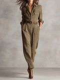 Brown Tweed Utility Jumpsuit