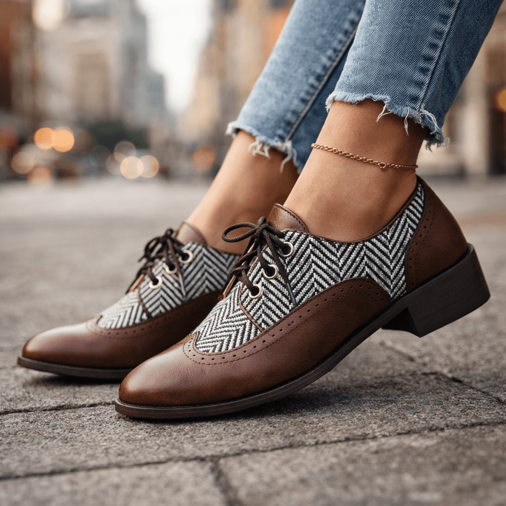 Smart Casual Tweed Herringbone Brogues
