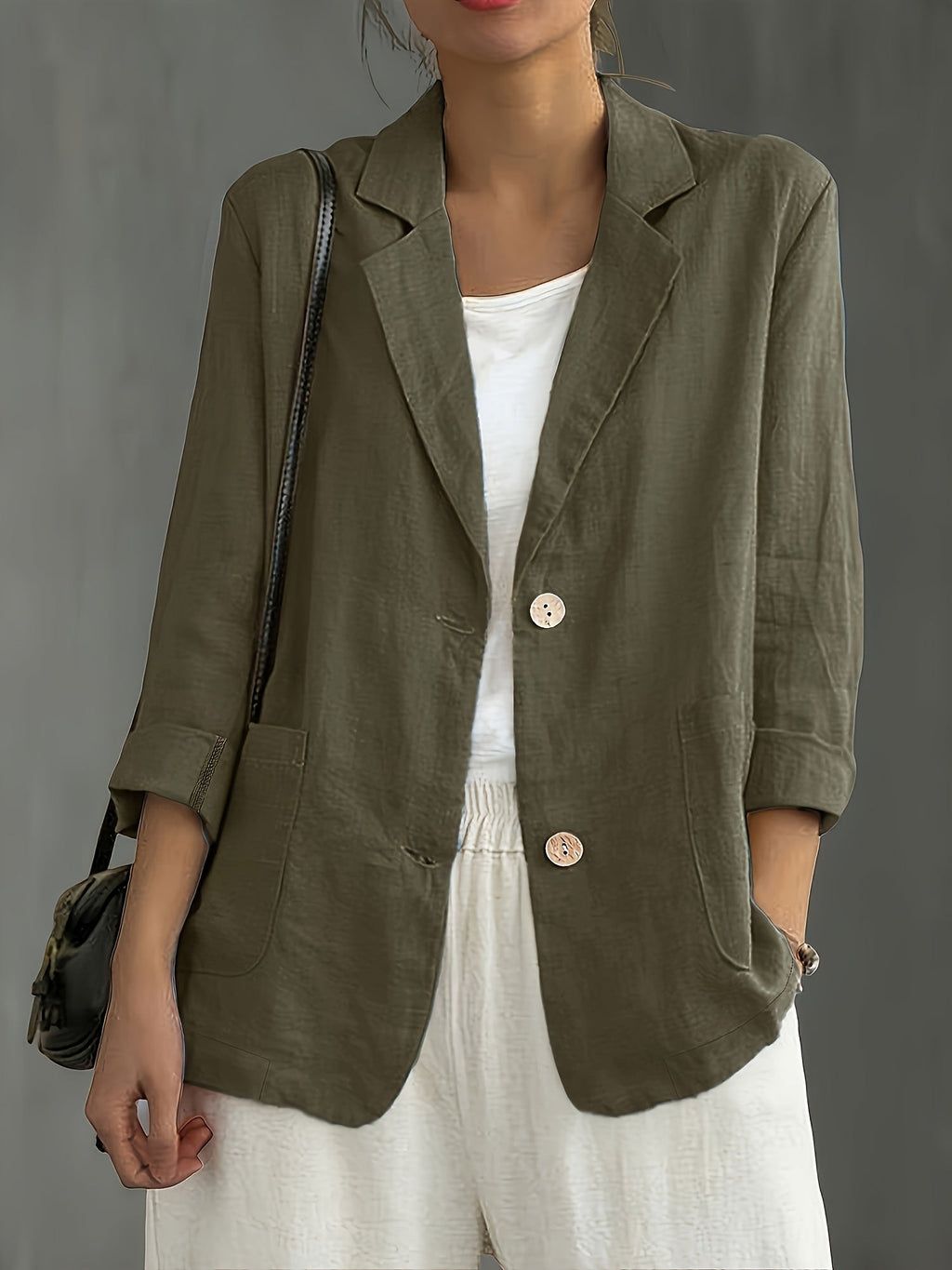 Classic Linen Blazer with Patch Pockets