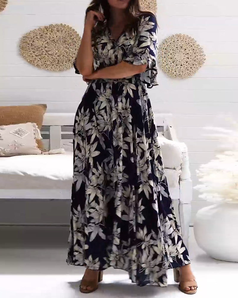 Floral Half Sleeve Maxi Dress Occasion | Alba Muse