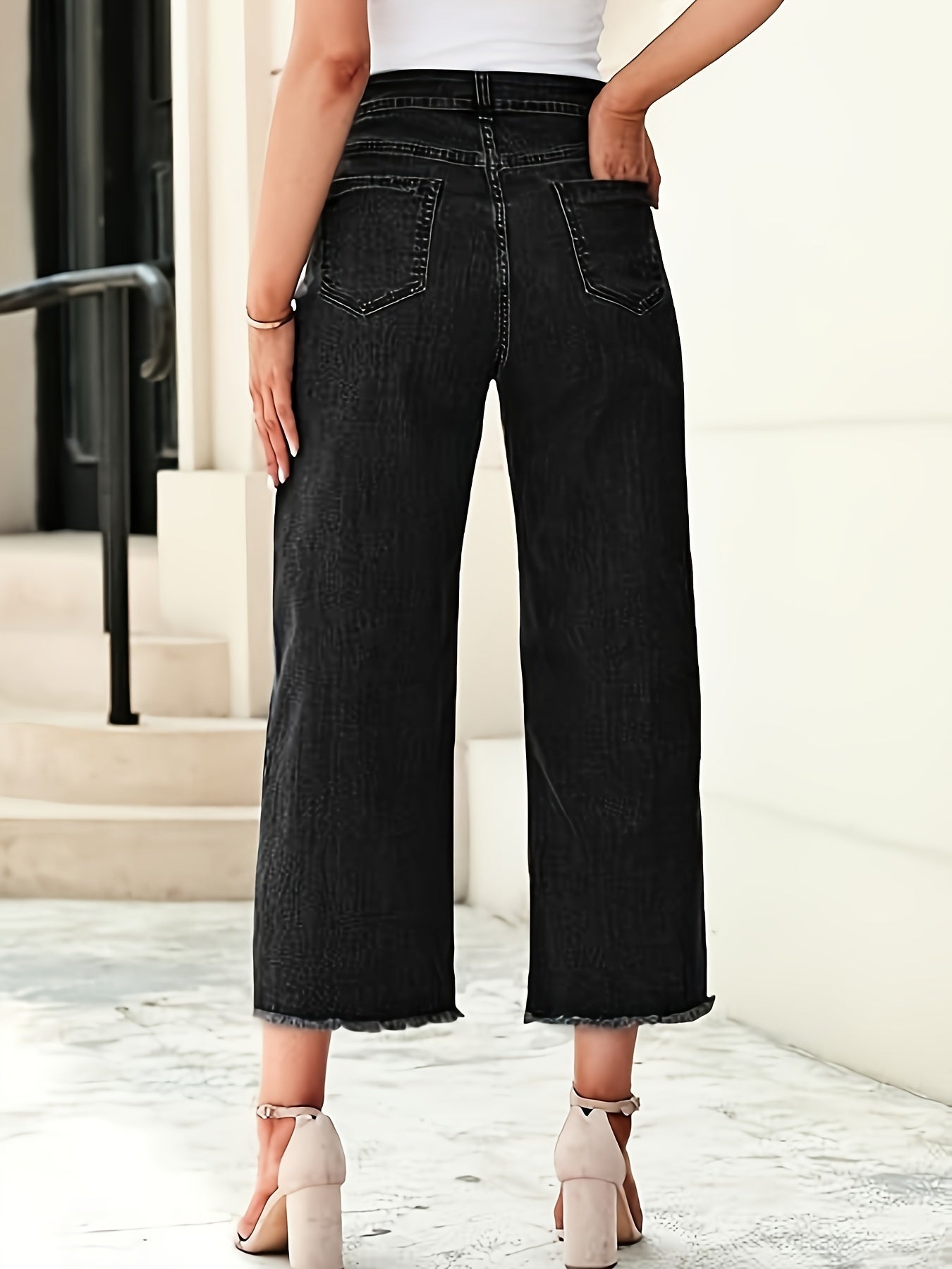 High-Waist Cropped Straight-Leg Jeans