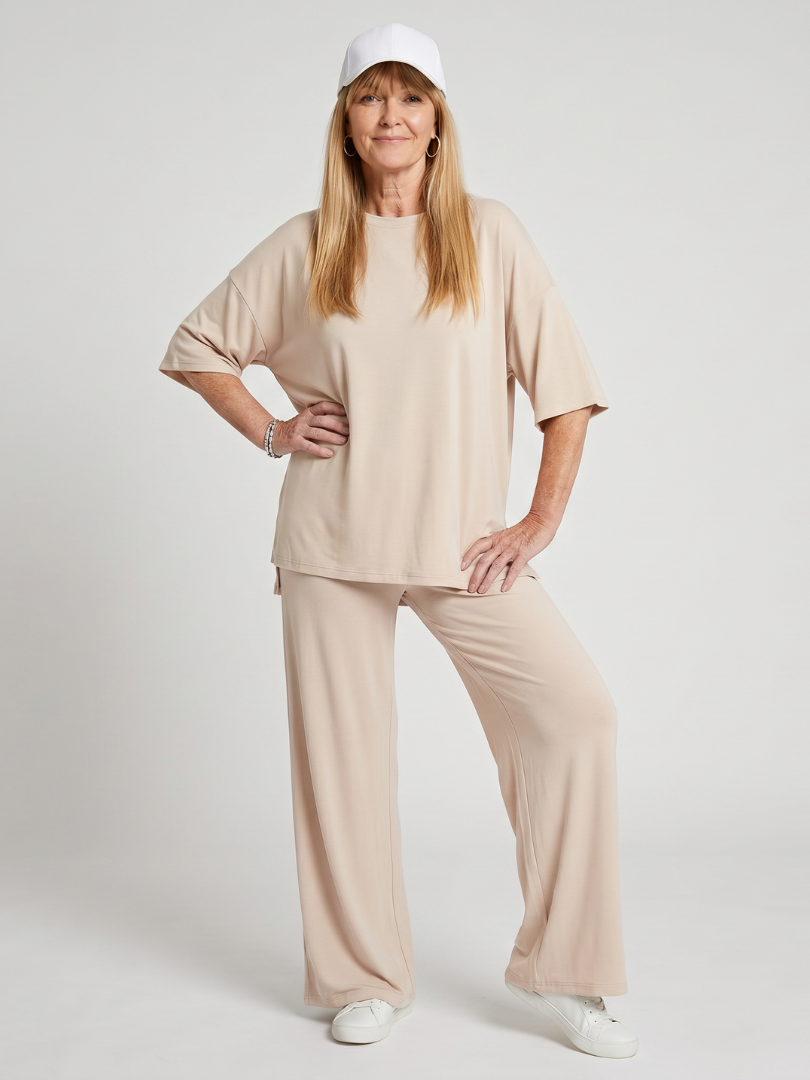 Women's relaxed co-ord set soft breathable fabric detail