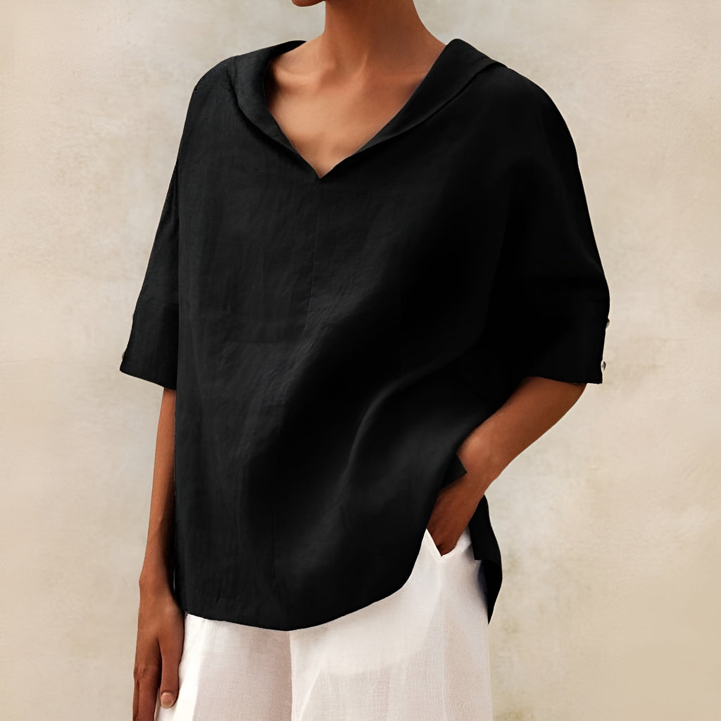 Relaxed drape casual blouse, lifestyle view