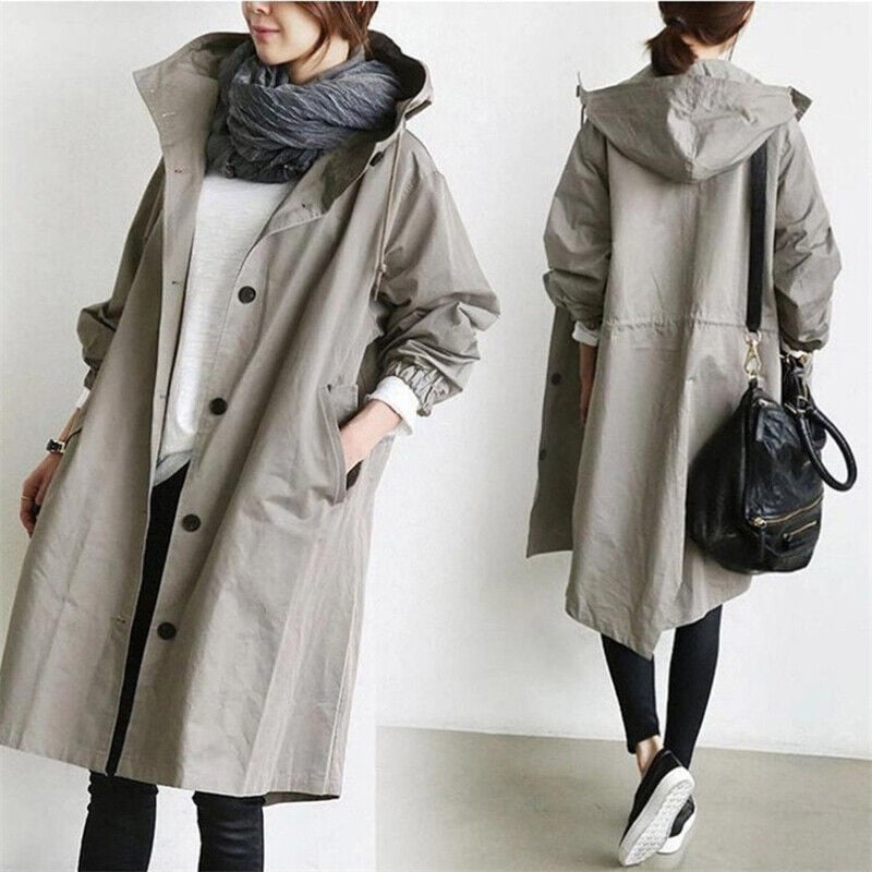 Turquoise mid-length hooded Jacket