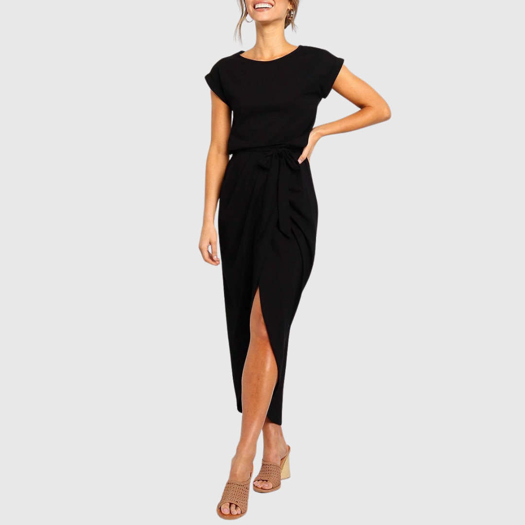 Tie-Waist Casual Midi Dress