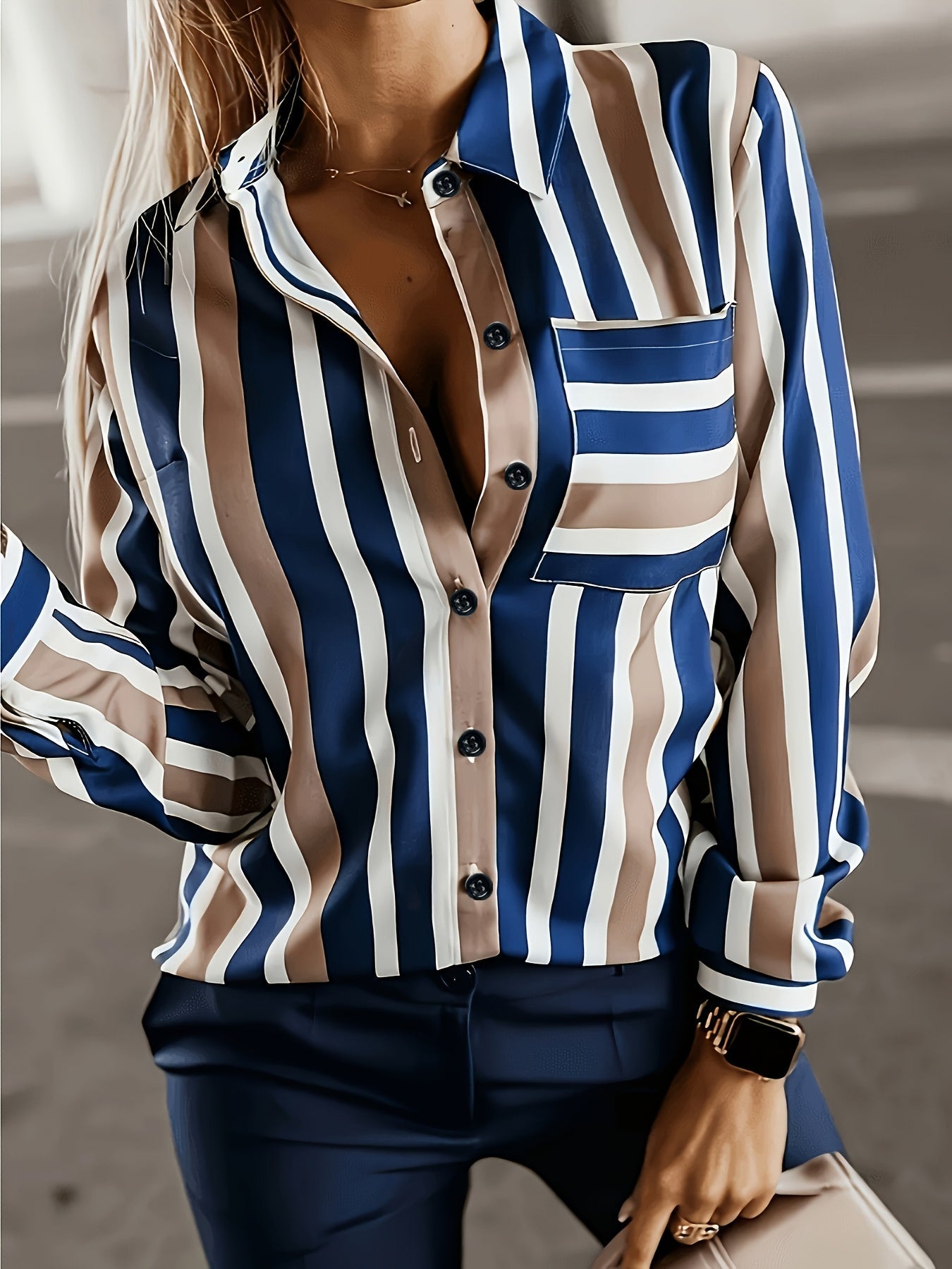 Multicolour refined striped Blouse