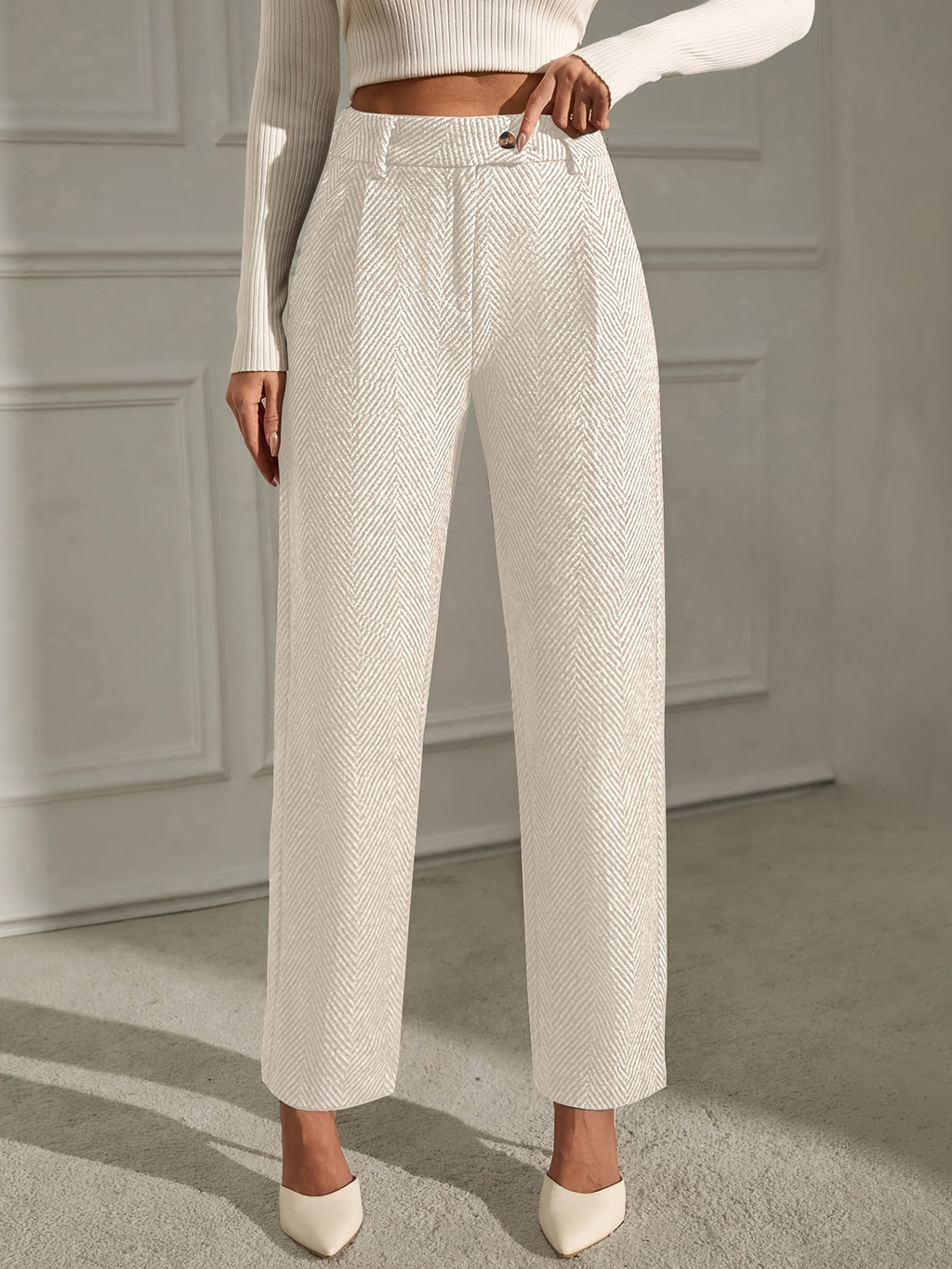 Grey elegant straight-leg office Trousers