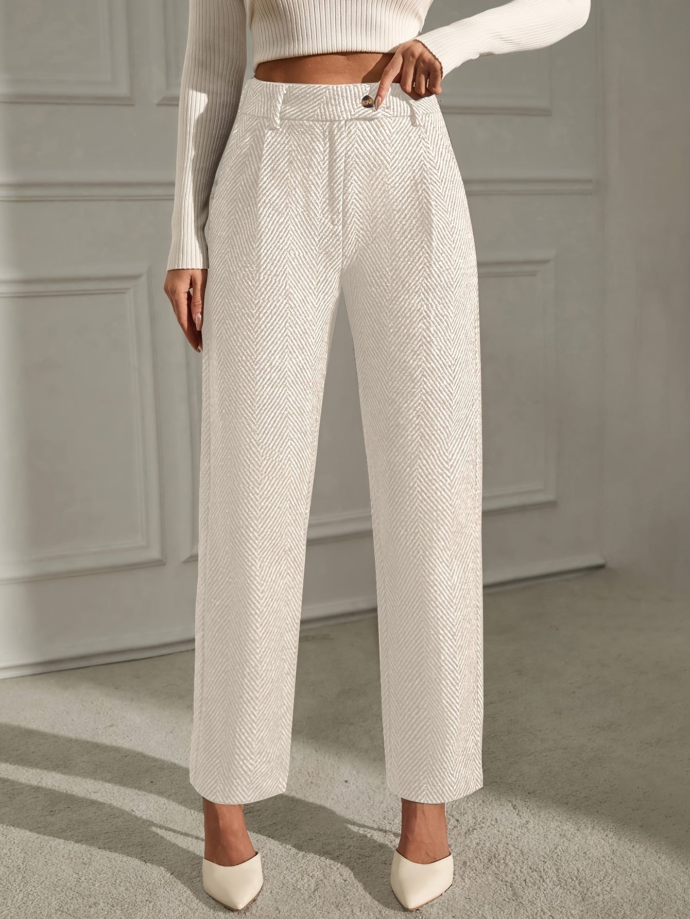 Grey elegant straight-leg office Trousers