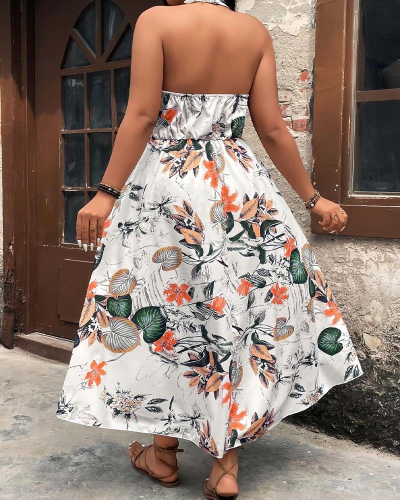 Halter neck mini dress and shorts set, back view