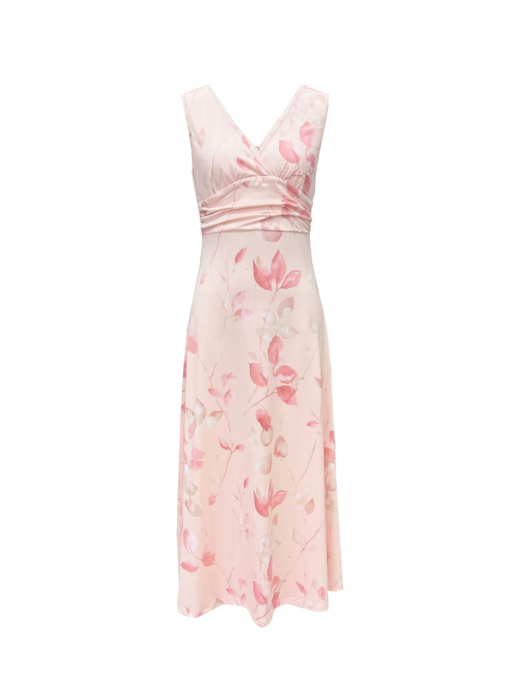 Short Sleeve Printed Floral Summer Midi Dress in Light Purple, detail view