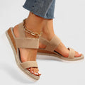 Women's orthopaedic platform sandals in brown – elastic cross strap arch support