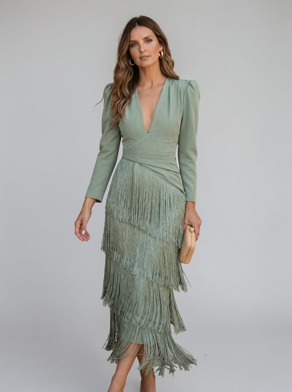 Brown tiered fringe dress