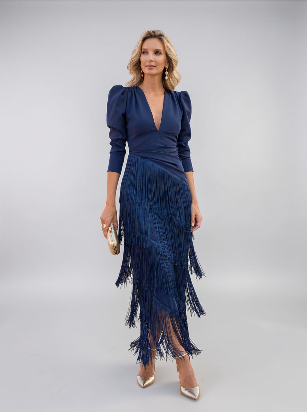 Brown tiered fringe dress