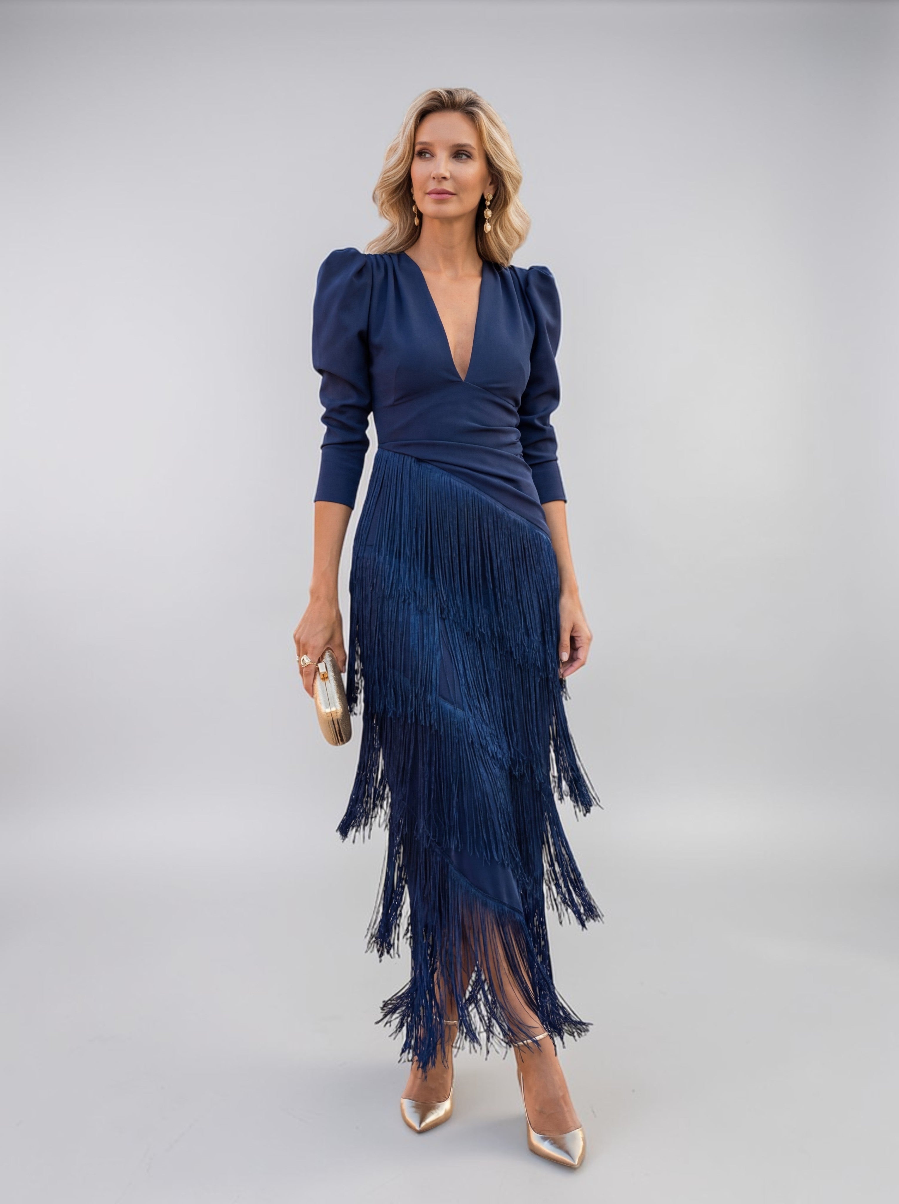 Brown tiered fringe dress