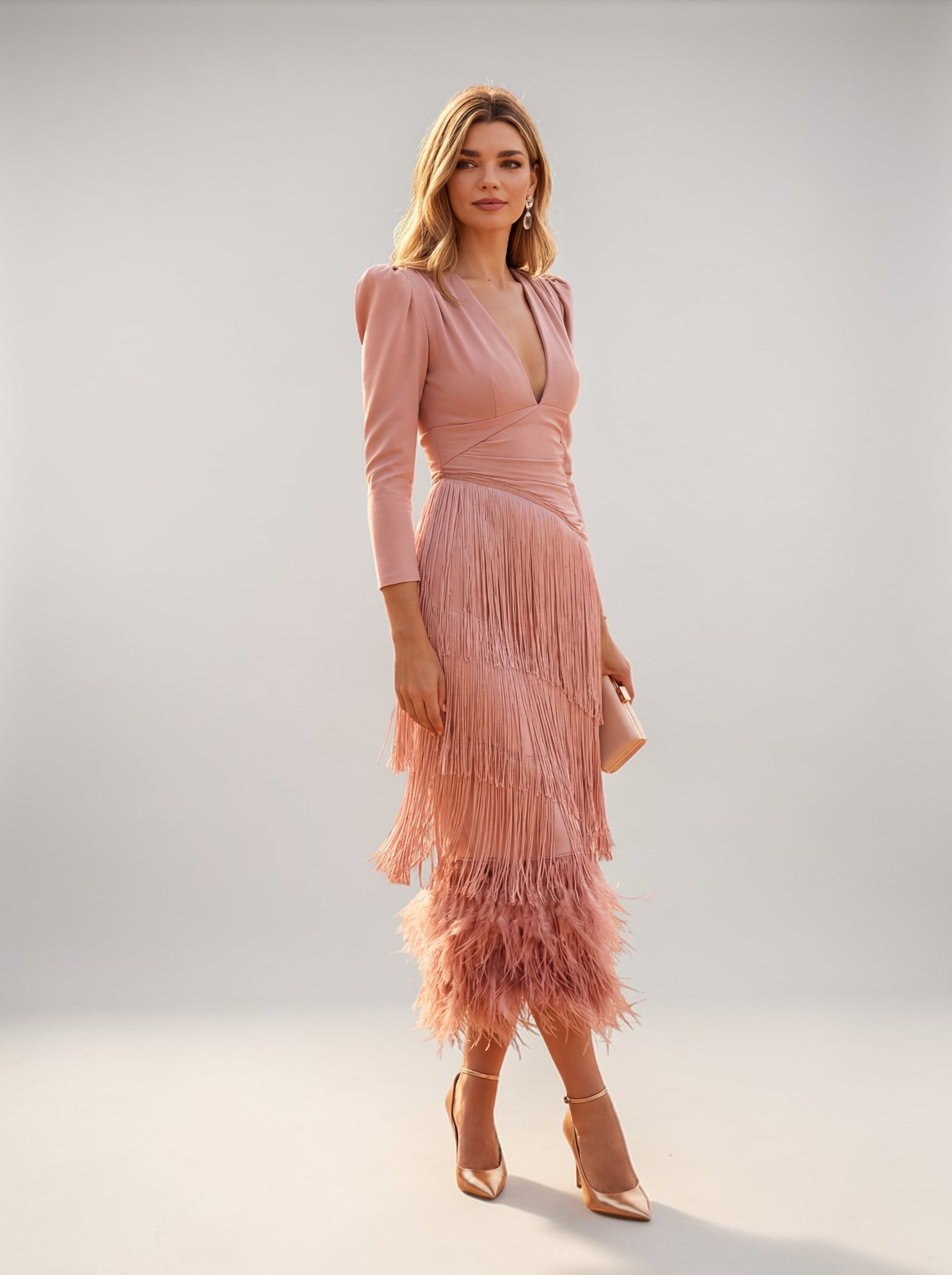Brown tiered fringe dress