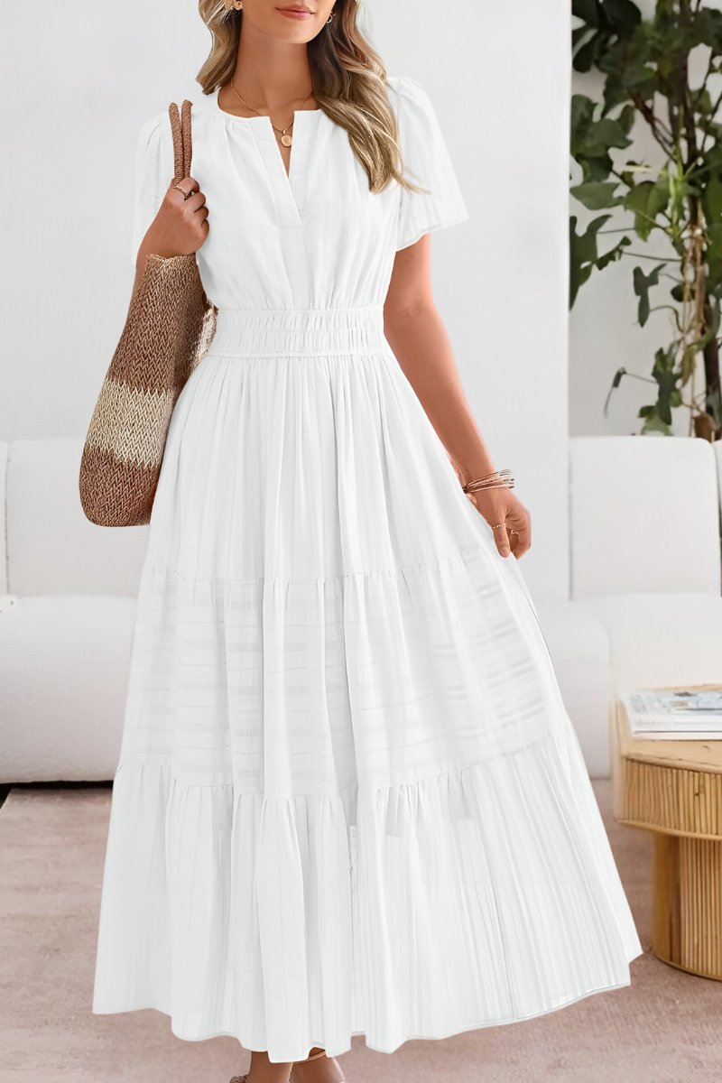 Women's cotton blend boho midi dress, back view