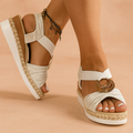 Women's stylish platform sandals with metallic embellishment