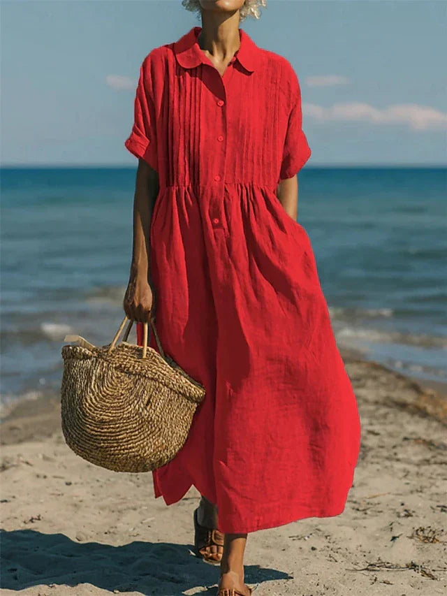 Button-front shirt dress women's summer garden party | Alba Muse