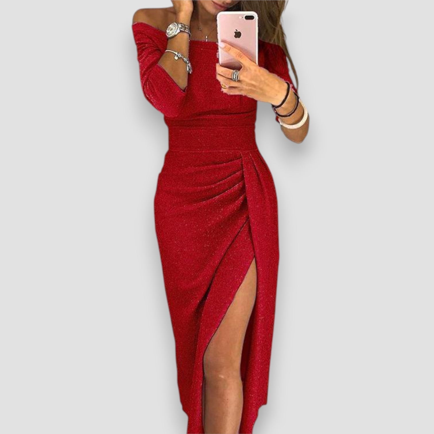 Women's off-shoulder evening dress slit flattering | Alba Muse