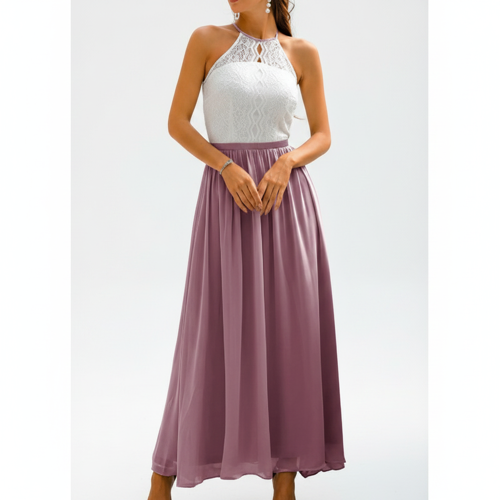 Maxi Dress with Draped Design and Pleated Detail – Wedding Guest