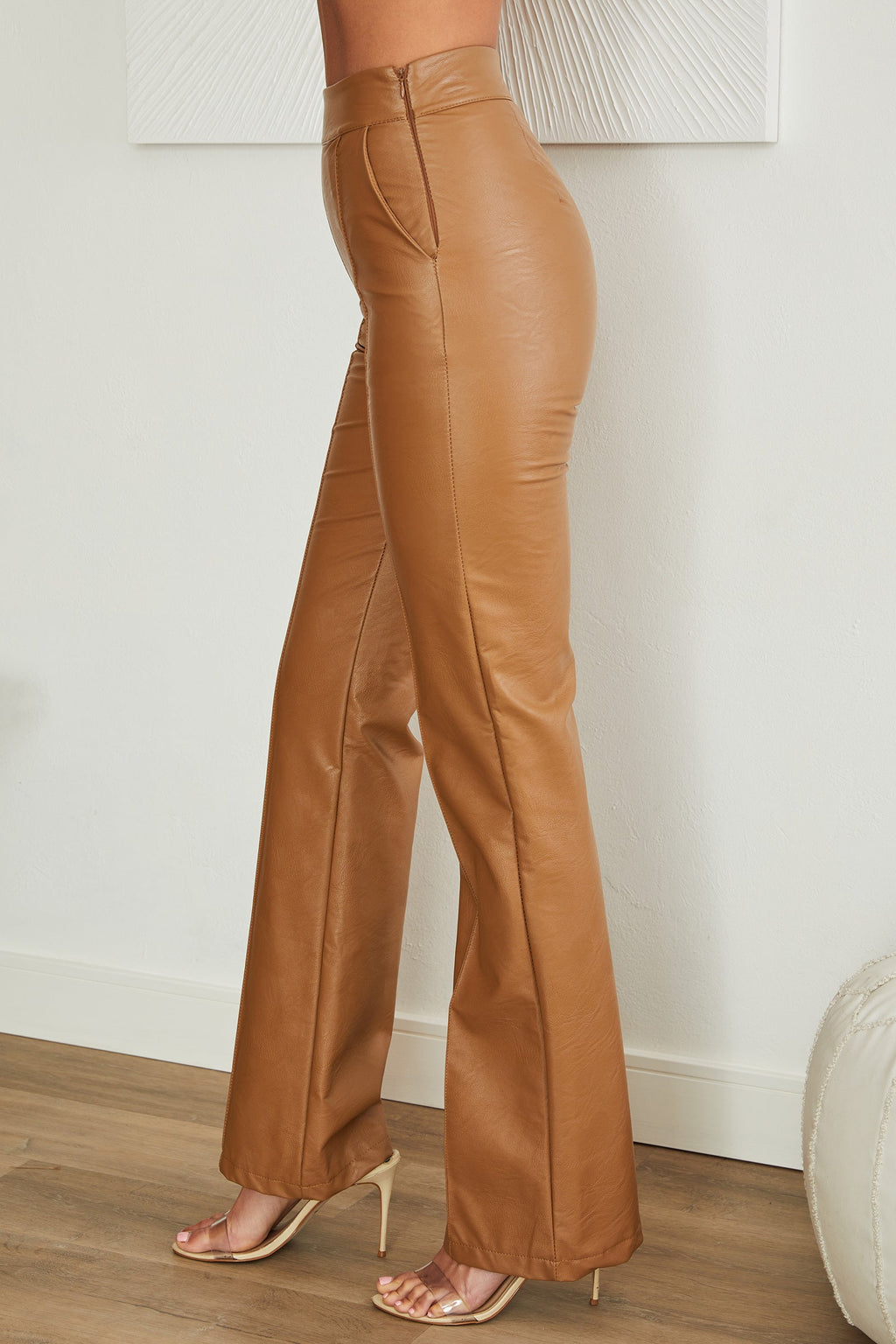 Faux Leather Straight Leg Trousers