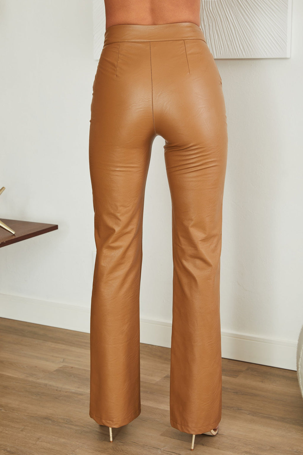 Faux Leather Straight Leg Trousers