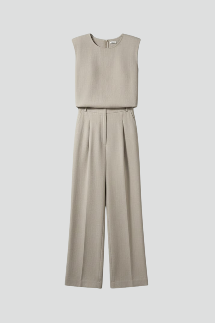 Women’s Linen Set with Sleeveless Top and Wide-Leg Trousers