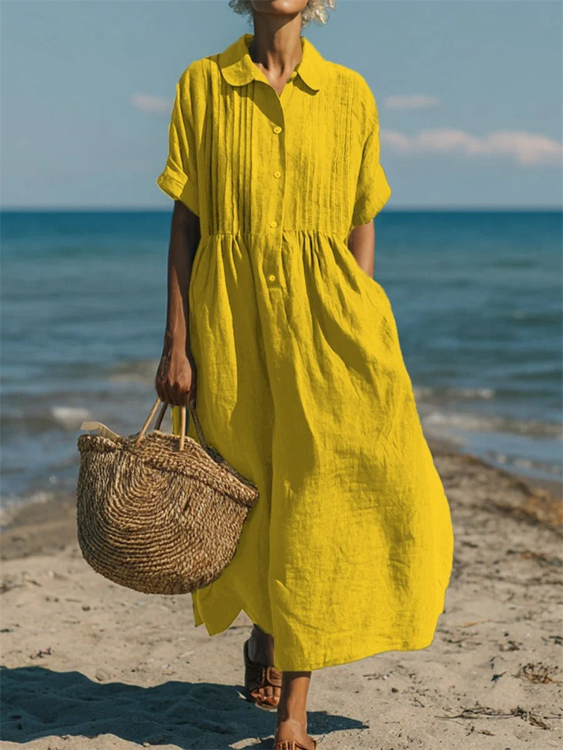 Women's elegant shirt dress collared midi summer style | Alba Muse