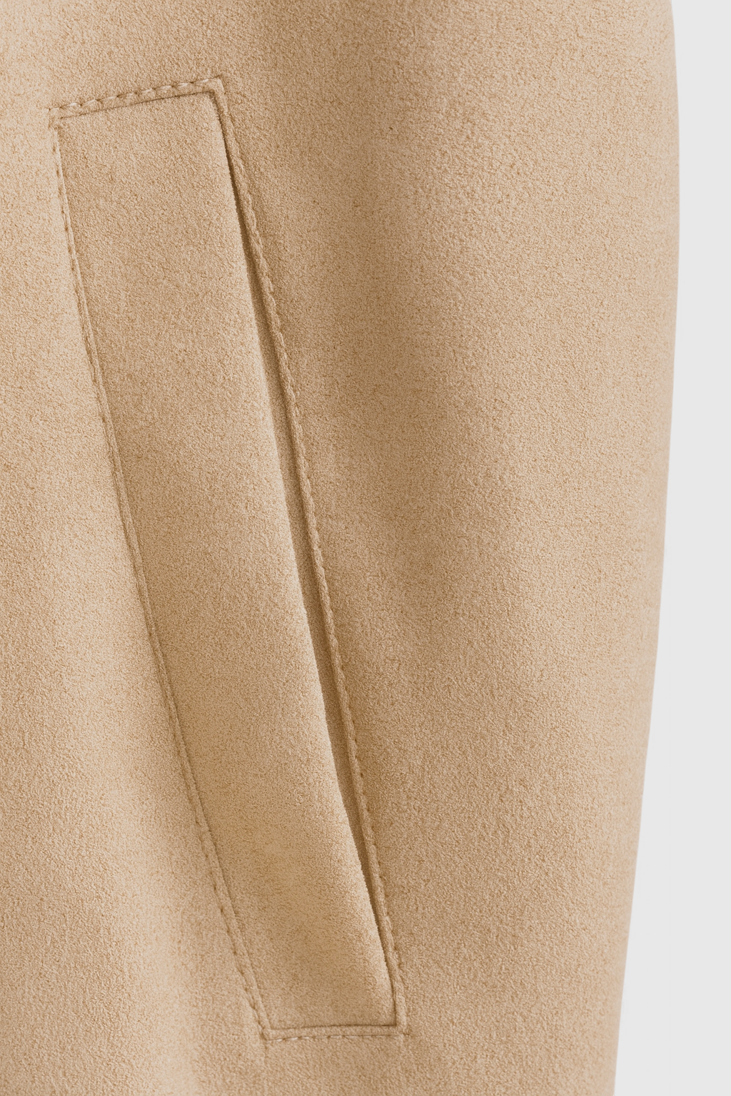 Beige Bomber Jacket with Stand-Up Collar