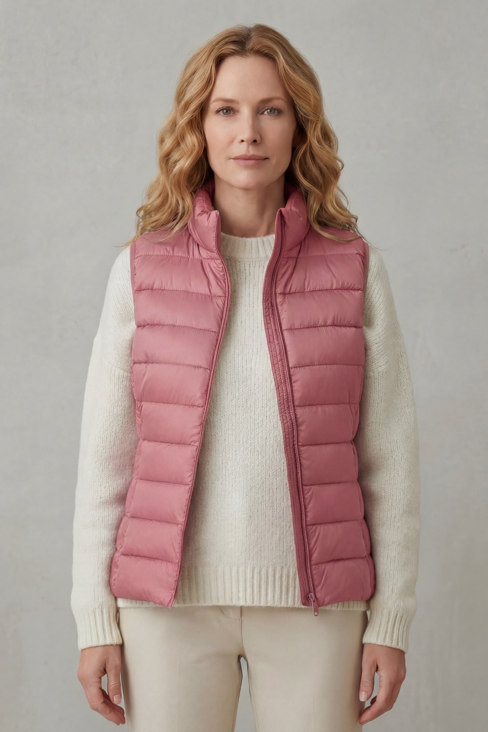 Quilted high neck lightweight puffer jacket with a high neck design