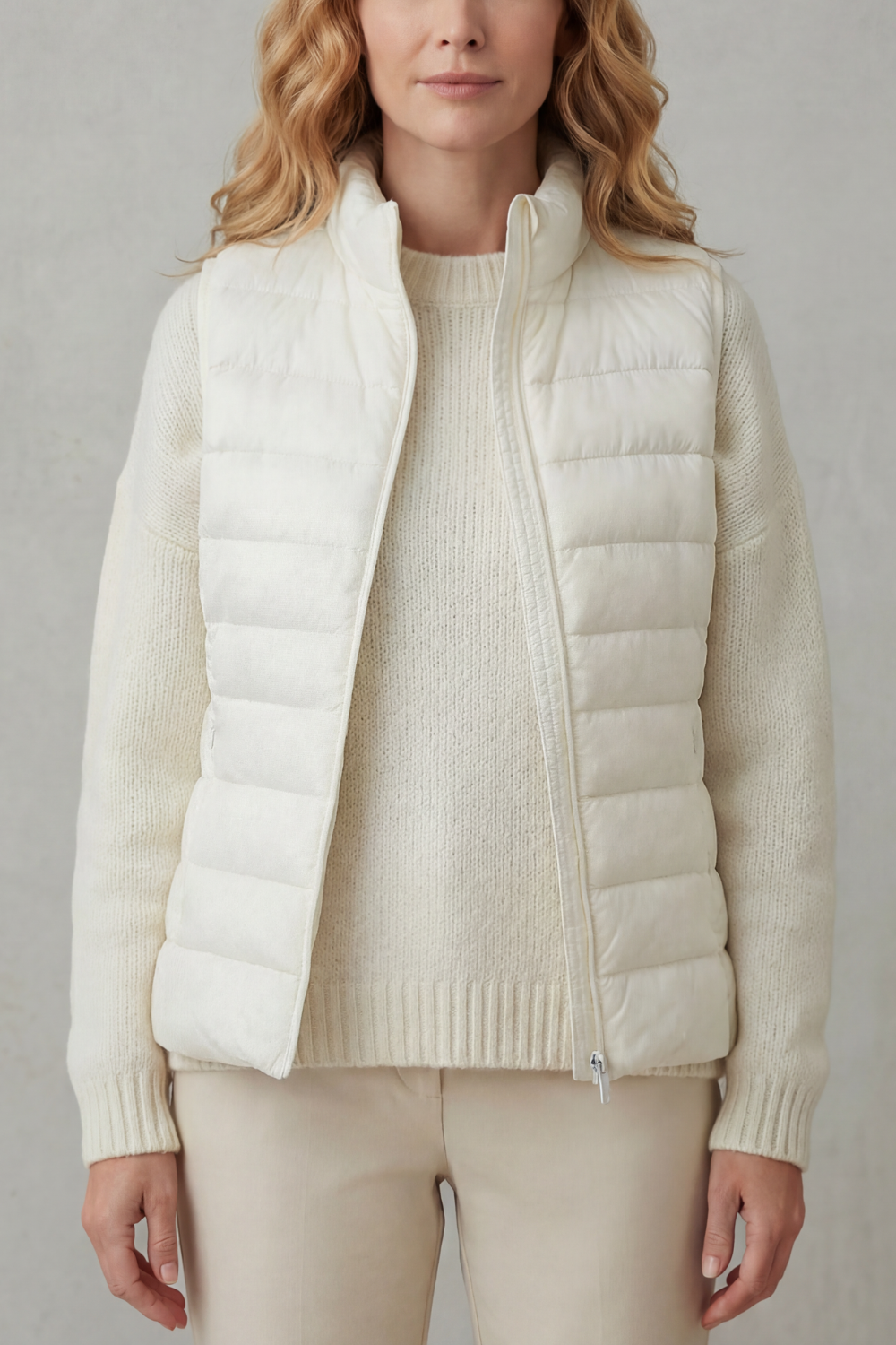 Quilted high neck lightweight puffer jacket with a slim waist fit