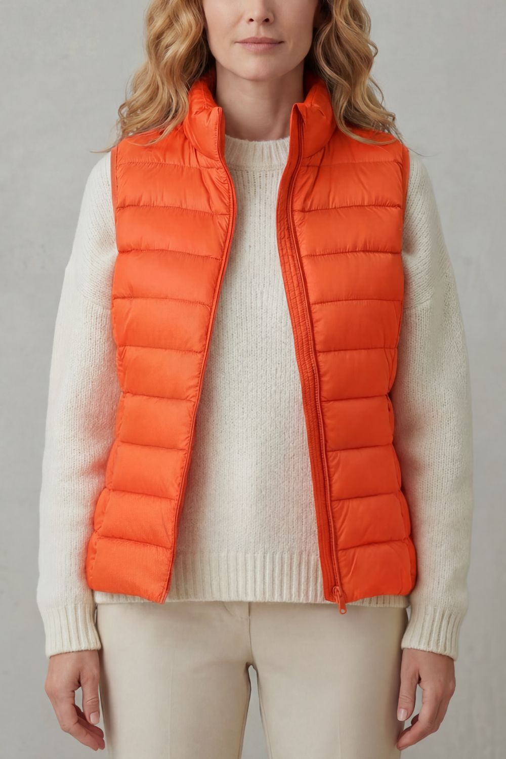Quilted high neck lightweight puffer jacket with a high neck design