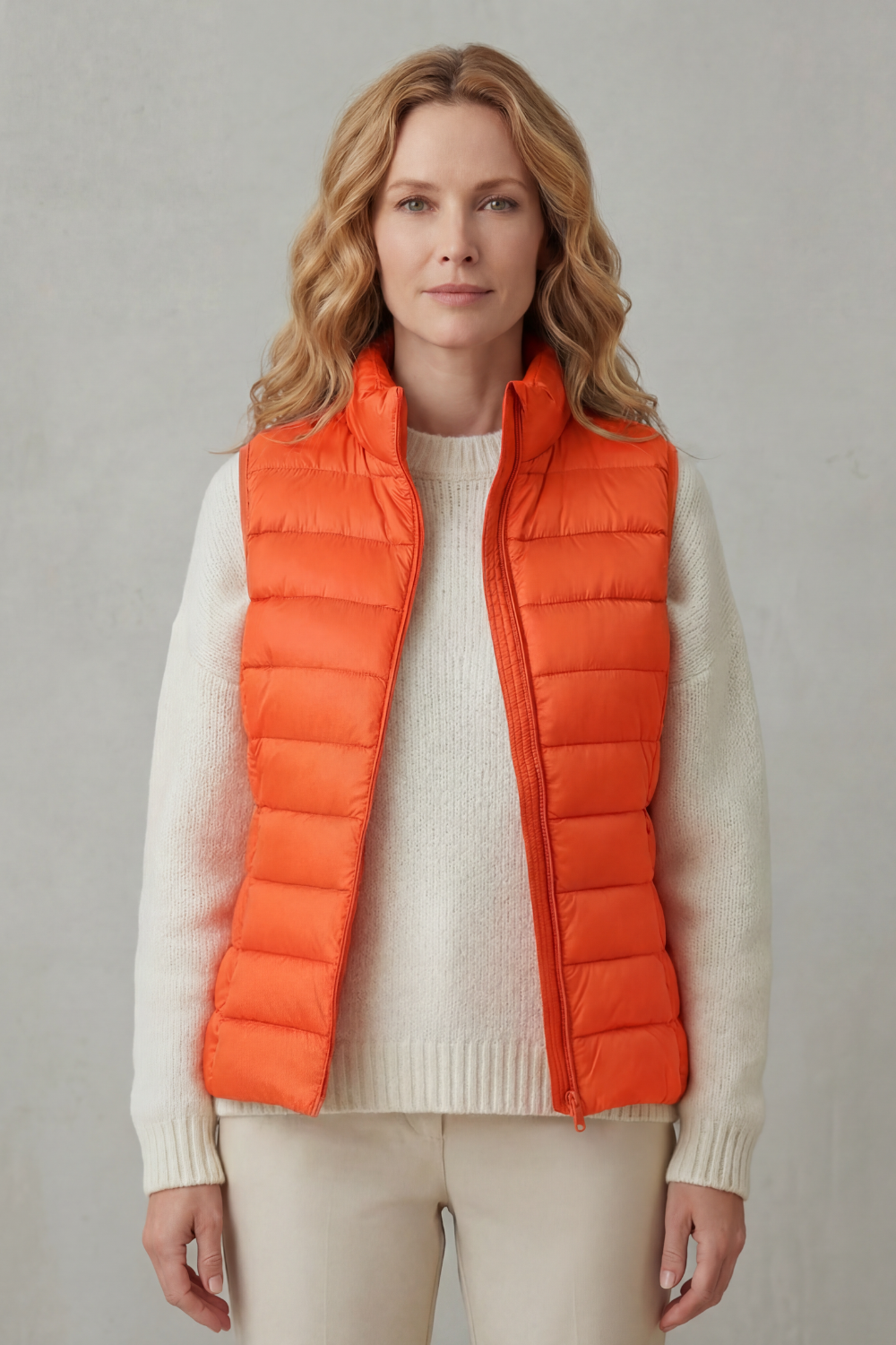 Quilted high neck lightweight puffer jacket with a quilted outer