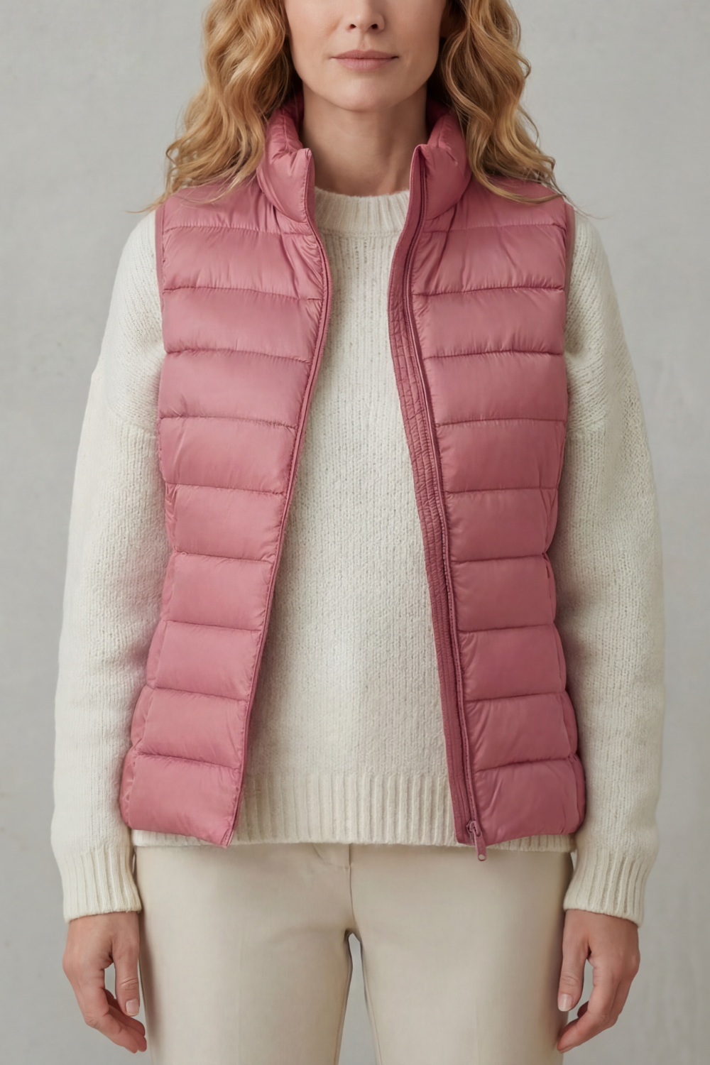 Quilted high neck lightweight puffer jacket with lightweight insulation