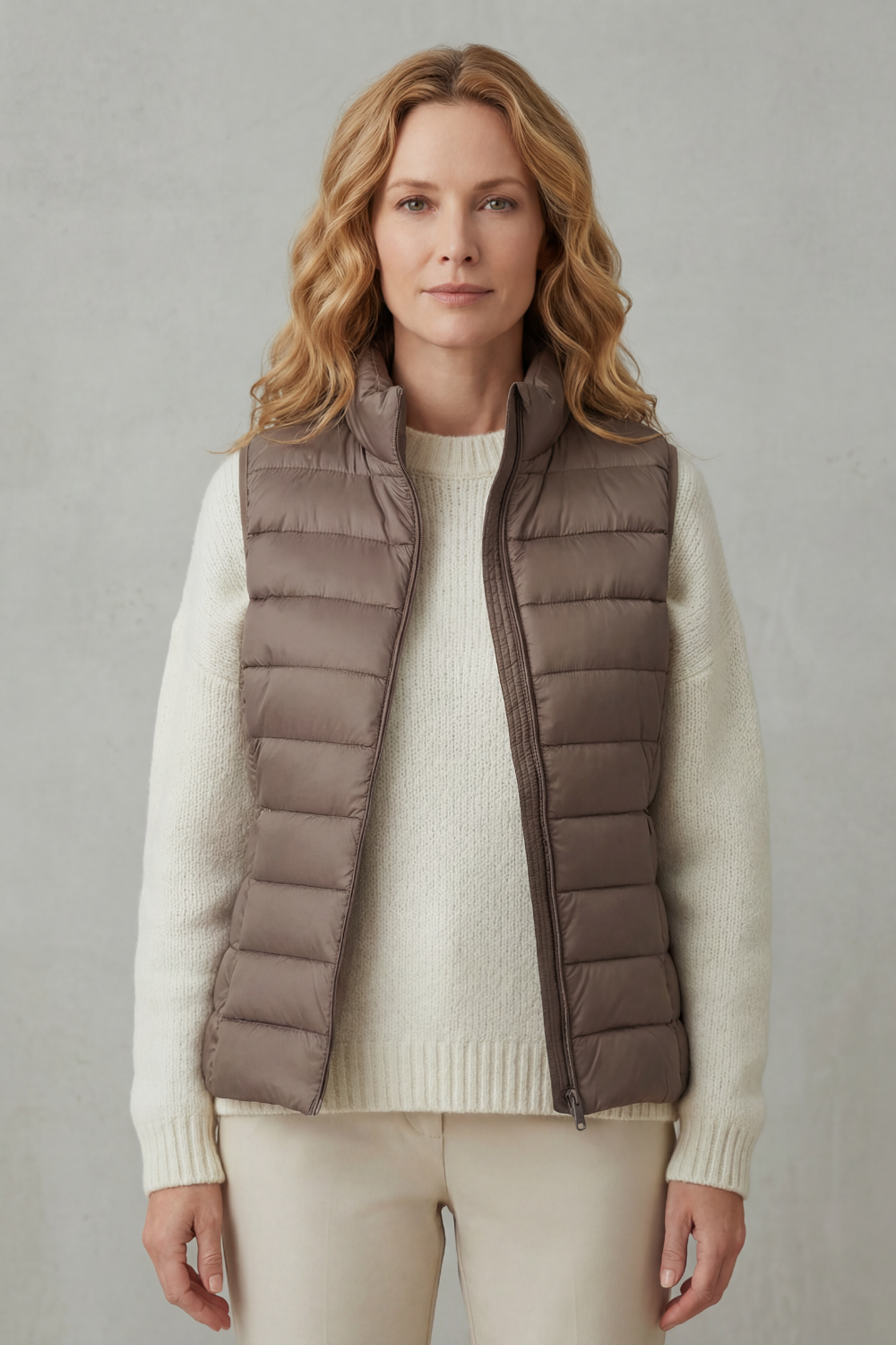 Quilted high neck lightweight puffer jacket with lightweight insulation