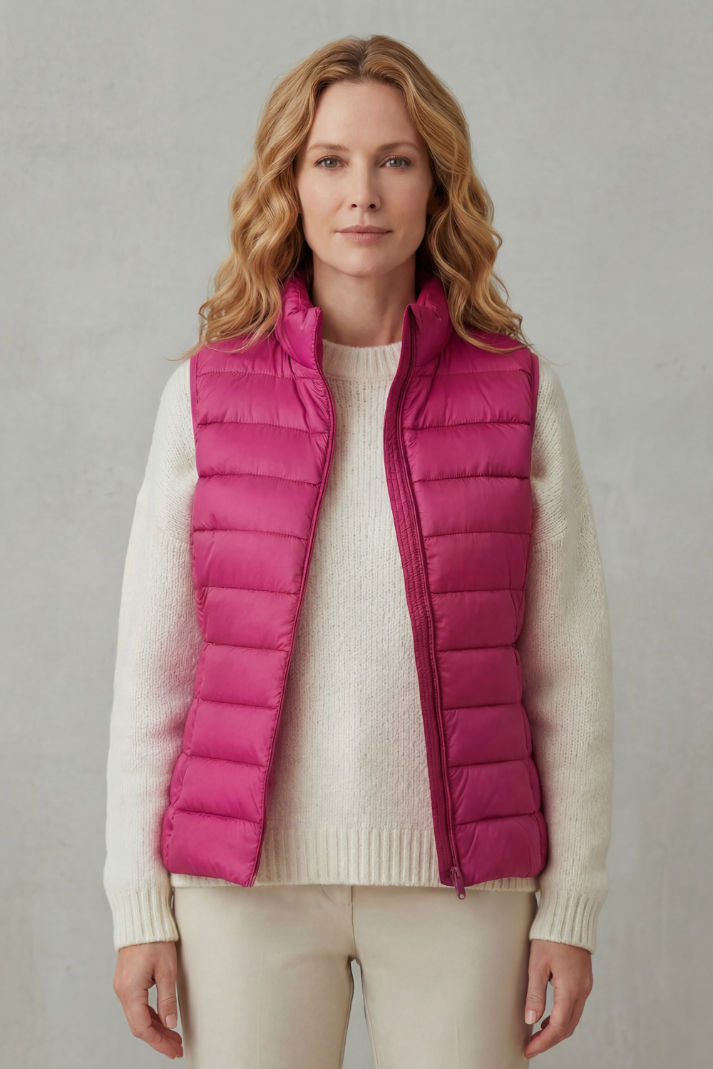 Quilted high neck lightweight puffer jacket with a zip closure