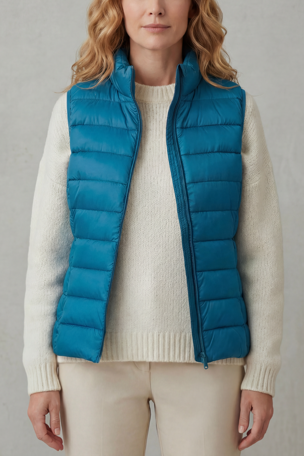 Quilted high neck lightweight puffer jacket with a high neck design