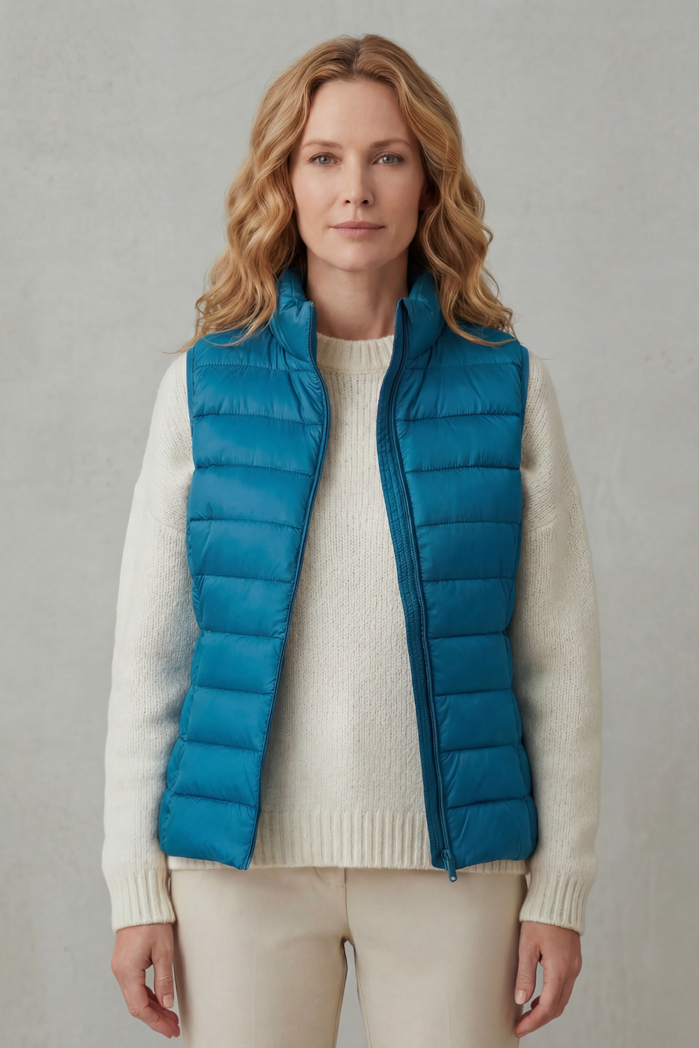 Quilted high neck lightweight puffer jacket with a quilted outer