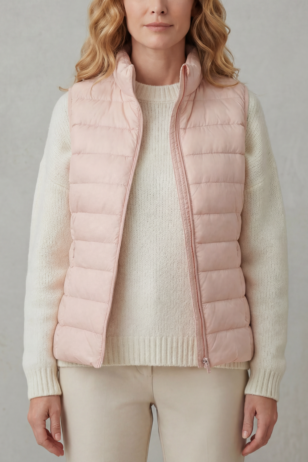 Quilted high neck lightweight puffer jacket with a zip closure