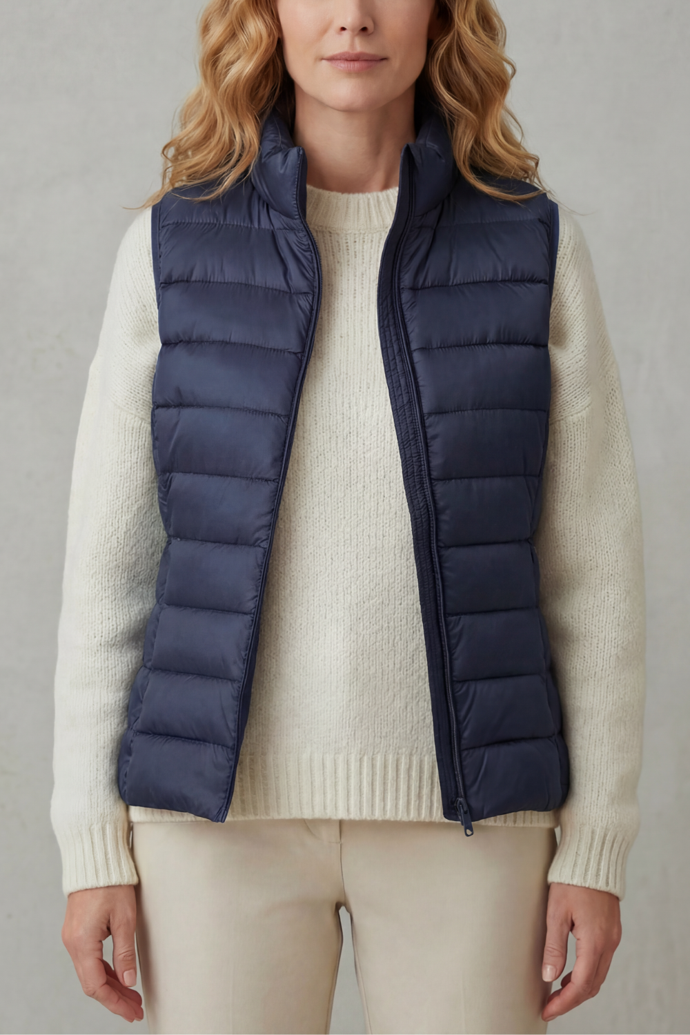 Quilted high neck lightweight puffer jacket with lightweight insulation