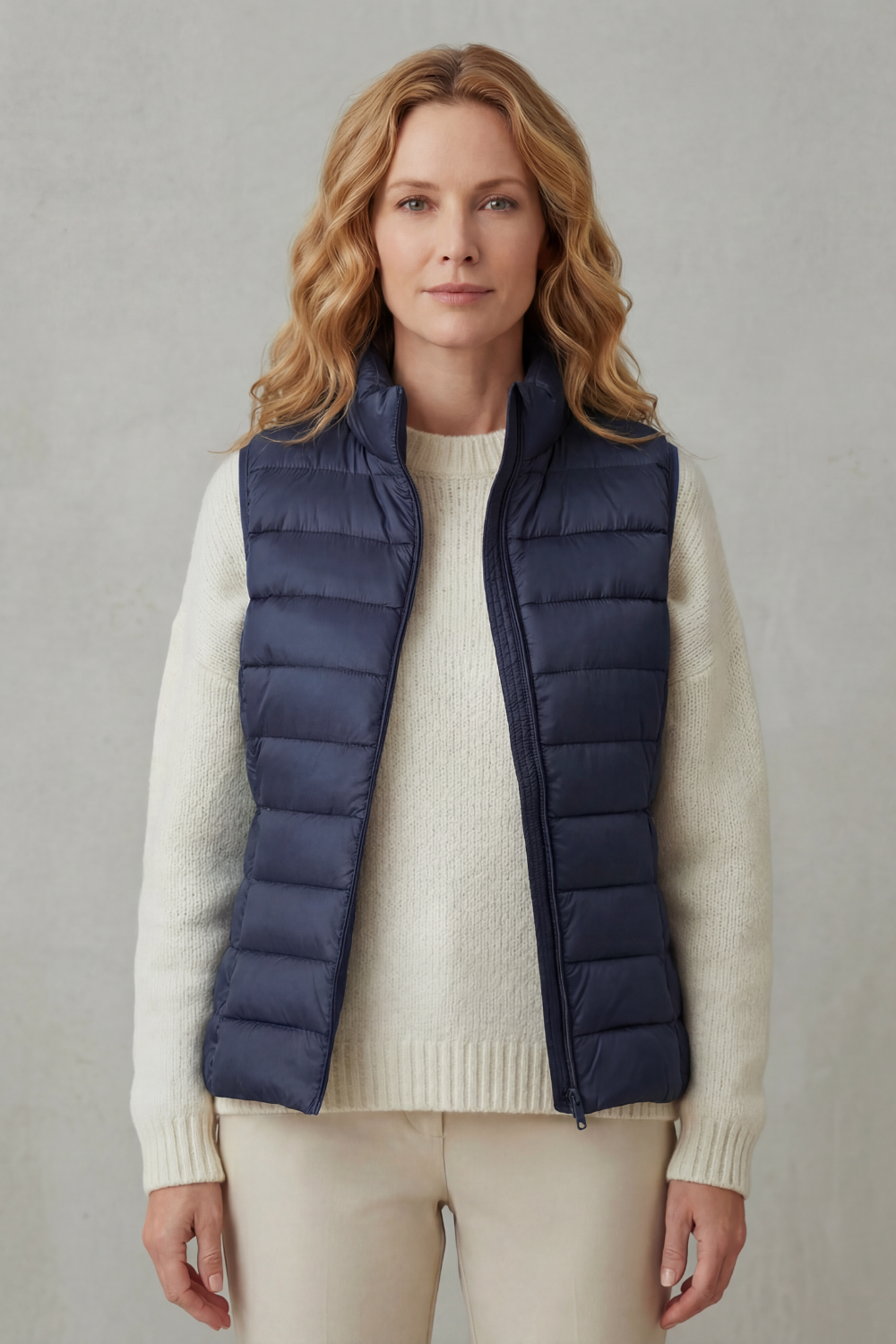 Quilted high neck lightweight puffer jacket with a high neck design