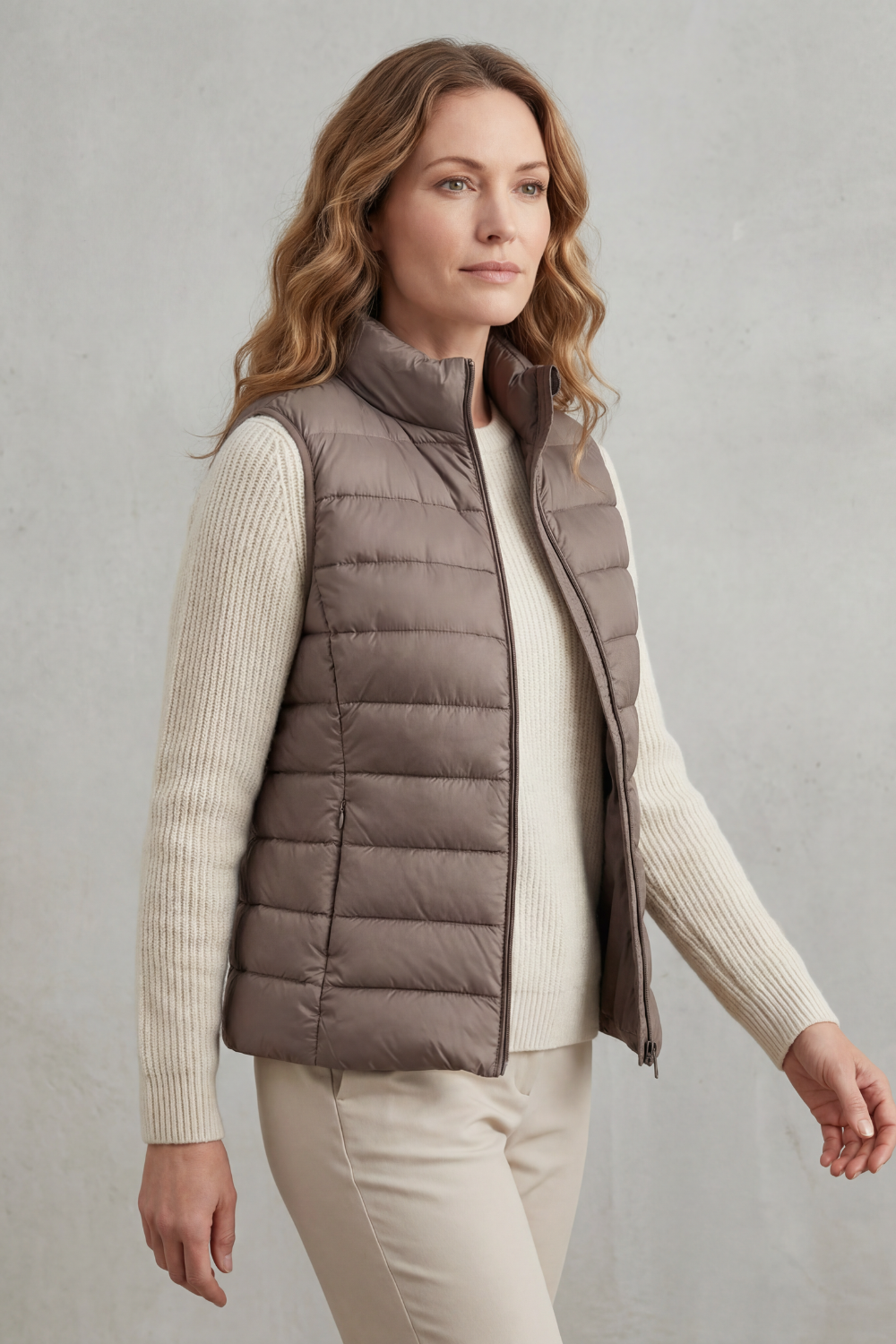 Quilted high neck lightweight puffer jacket with a high neck design