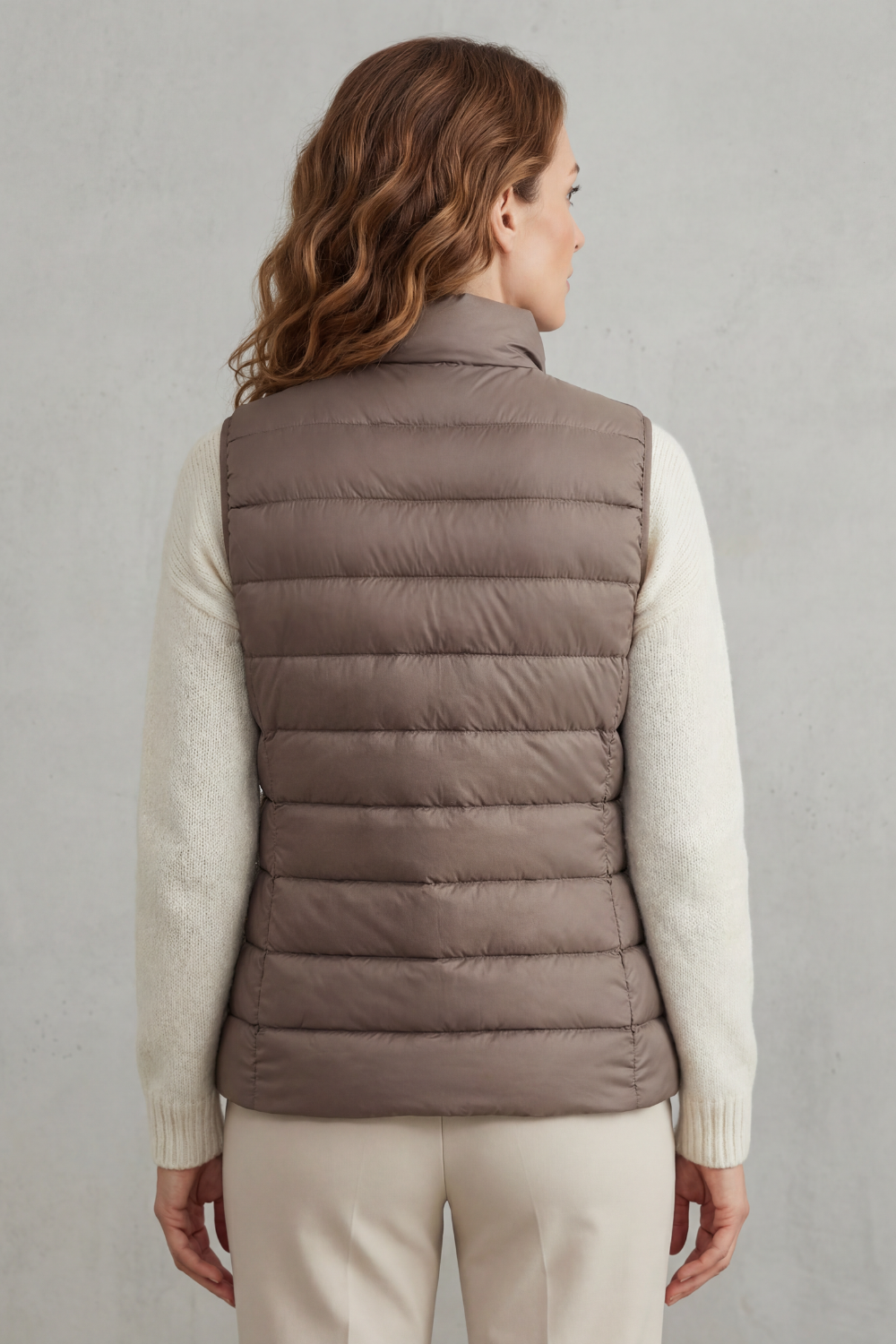 Quilted high neck lightweight puffer jacket with a quilted outer