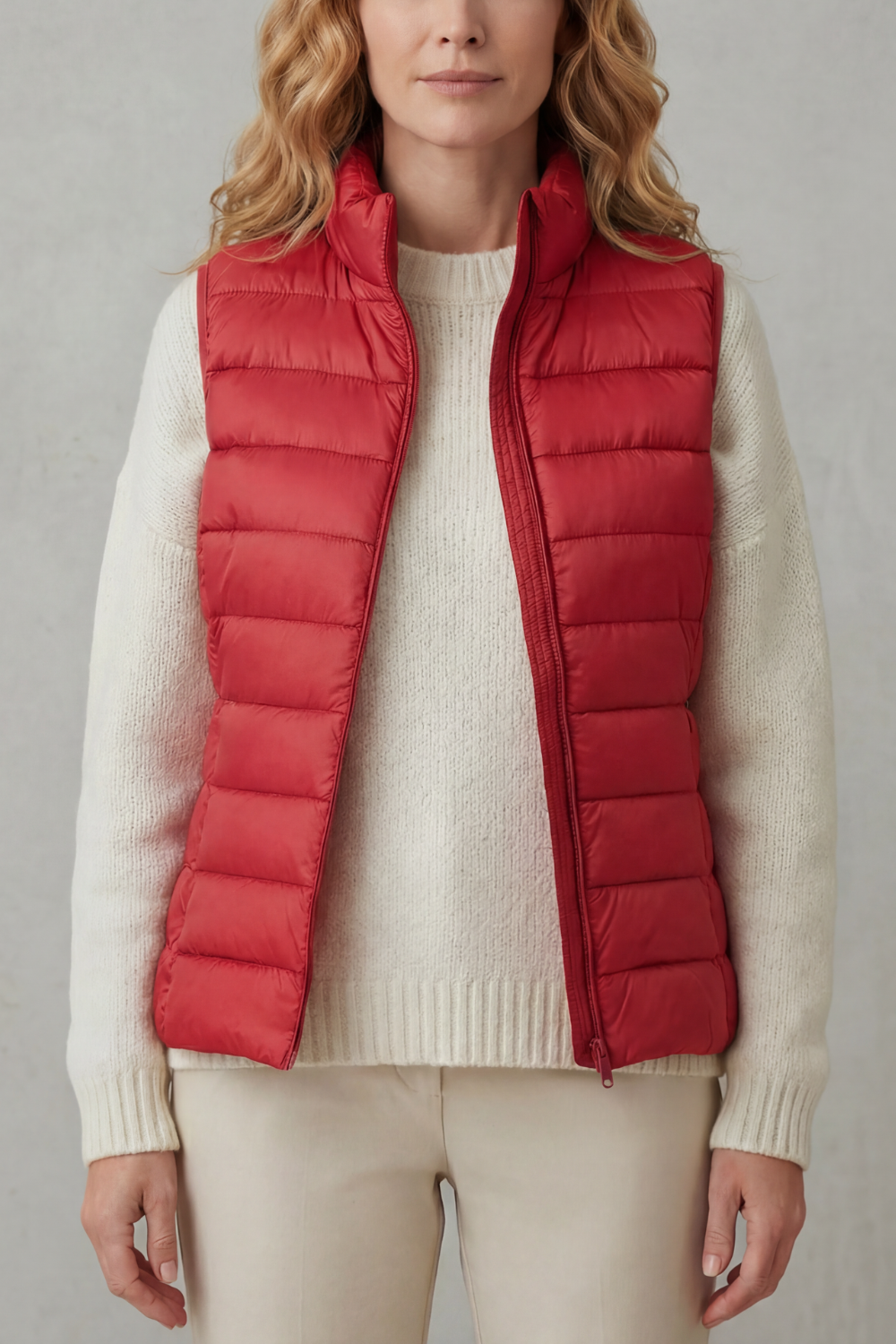Quilted high neck lightweight puffer jacket with a zip closure