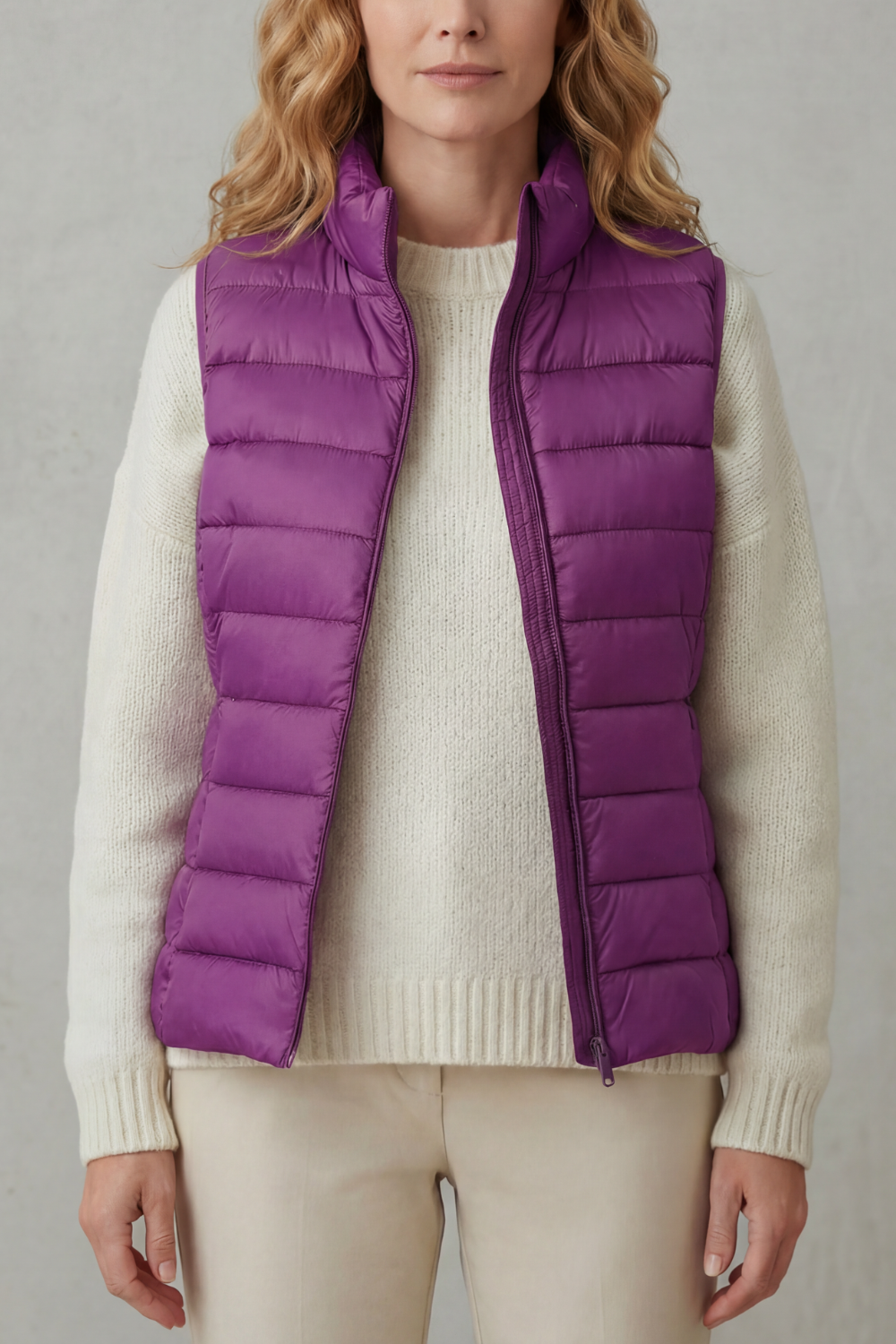 Quilted high neck lightweight puffer jacket with lightweight insulation