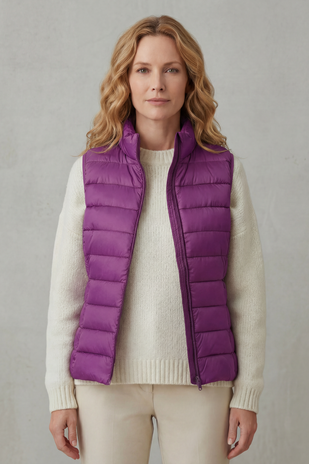Quilted high neck lightweight puffer jacket with a high neck design